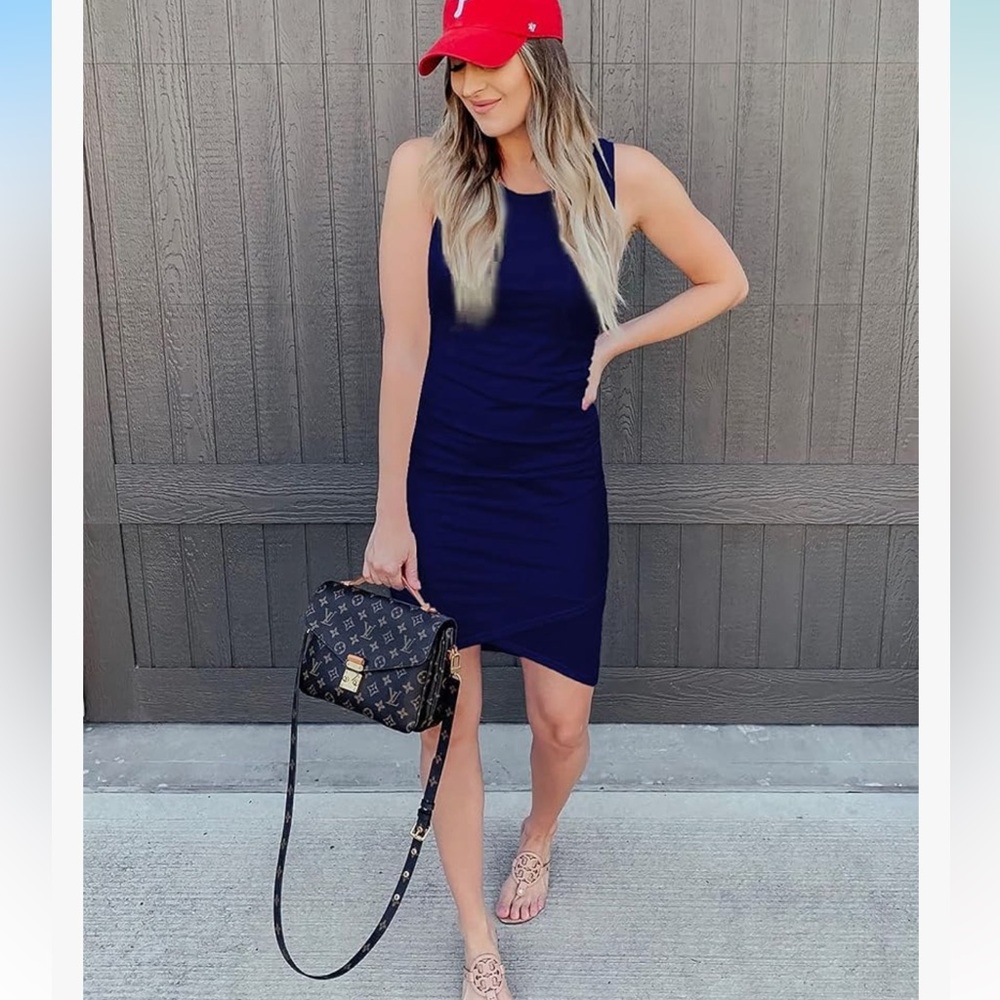 Boutique NWT Ruched Sleeveless Tank Summer Dress